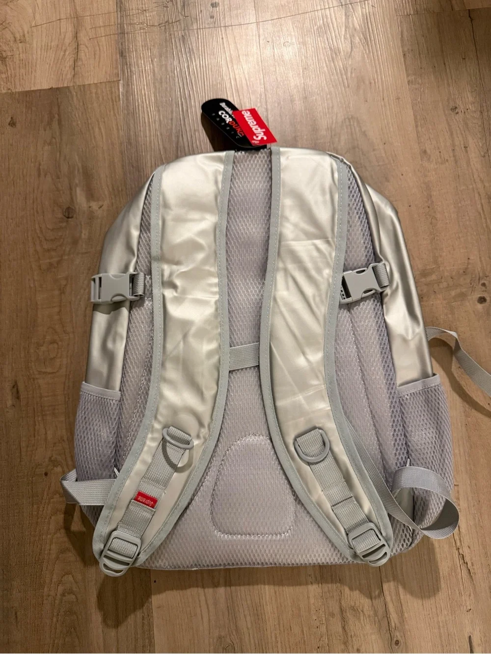 Supreme Silver Reflective Backpack with Logo Straps